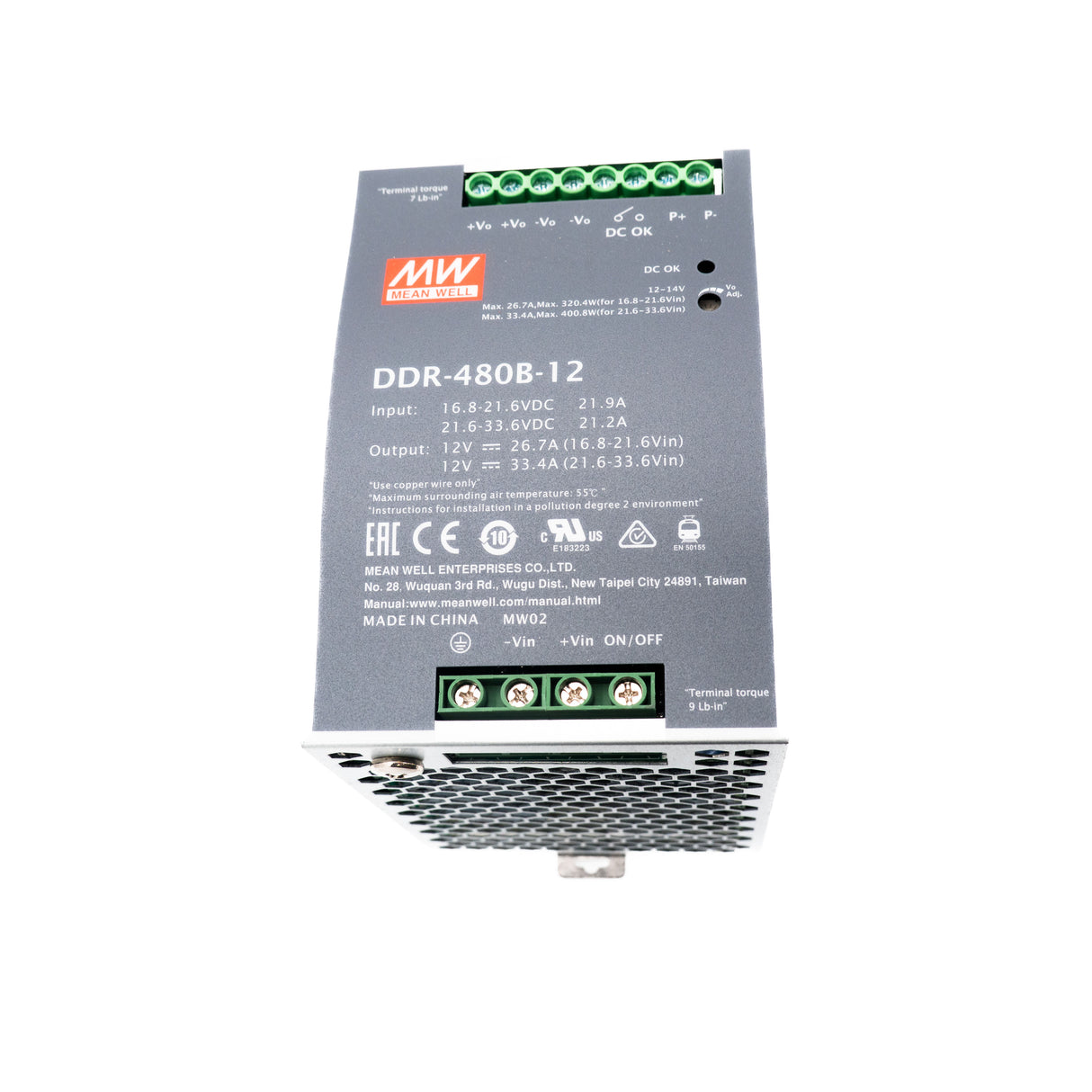 Mean Well DDR-480B-12 DC-DC Converter - 400.8W - 16.8~33.6V in 12V out 33.4A - PHOTO 1