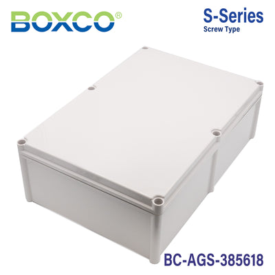 Boxco S-Series 14.96 x 22.05 x 7.09 Inches(380x560x180mm) Plastic Enclosure, IP67, IK08, ABS, Grey Cover, Screw Type