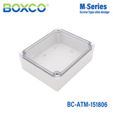 Boxco M-Series 5.91 x 7.09 x 2.36 Inches(150 x 180 x 60mm) Plastic Enclosure, IP67, IK08, ABS, Transparent Cover, Screw Type