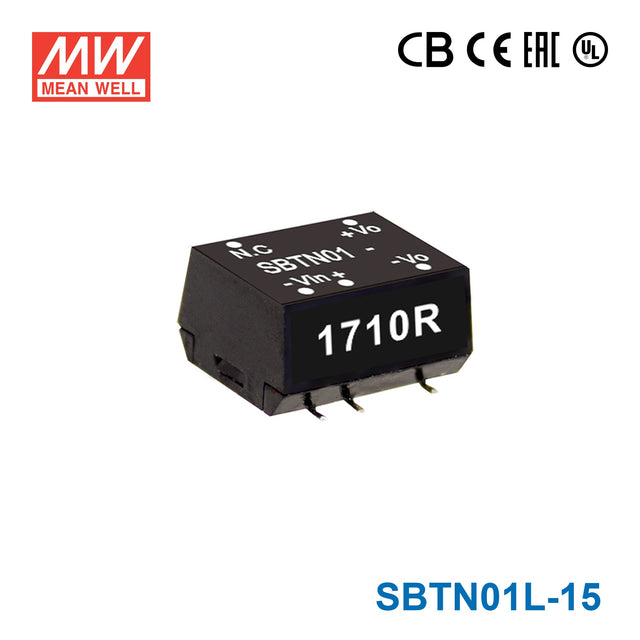 Mean Well SBTN01L-15 DC-DC Converter - 1W 5V DC in 15V out