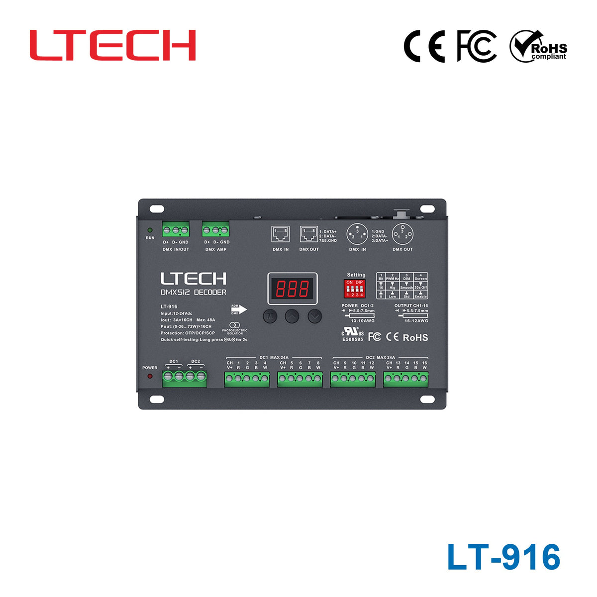 Ltech LT-916 Constant Voltage Decoder - DMX/RDM