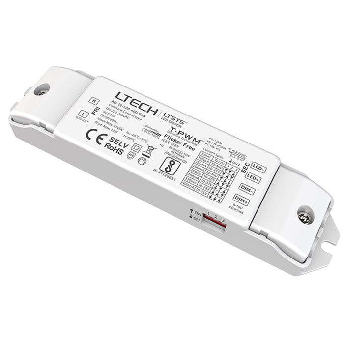 LTECH AD-10-100-400-G1A 10W  100 ~ 400mA CC 0/1-10V LED Driver  - Selectable Output