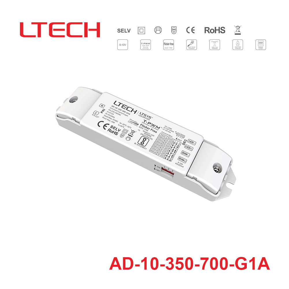 LTECH AD-10-350-700-G1A 10W 350~700mA CC 0/1-10V LED Driver  - Selectable Output