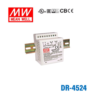 Mean Well DR-4524 AC-DC Industrial DIN rail power supply 45W