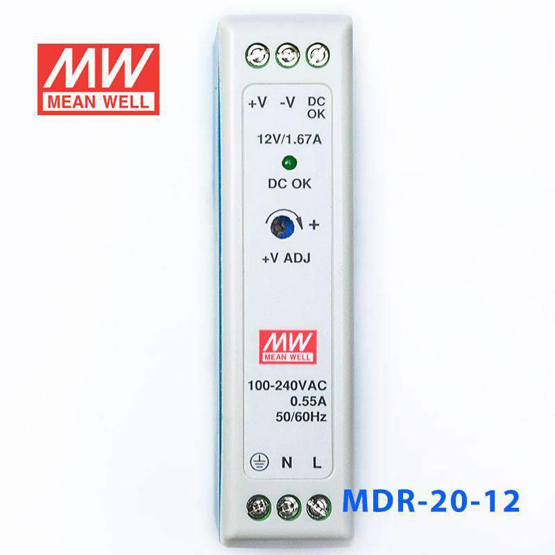 Mean Well MDR-20-12 Single Output Industrial Power Supply 20W 12V - DIN Rail