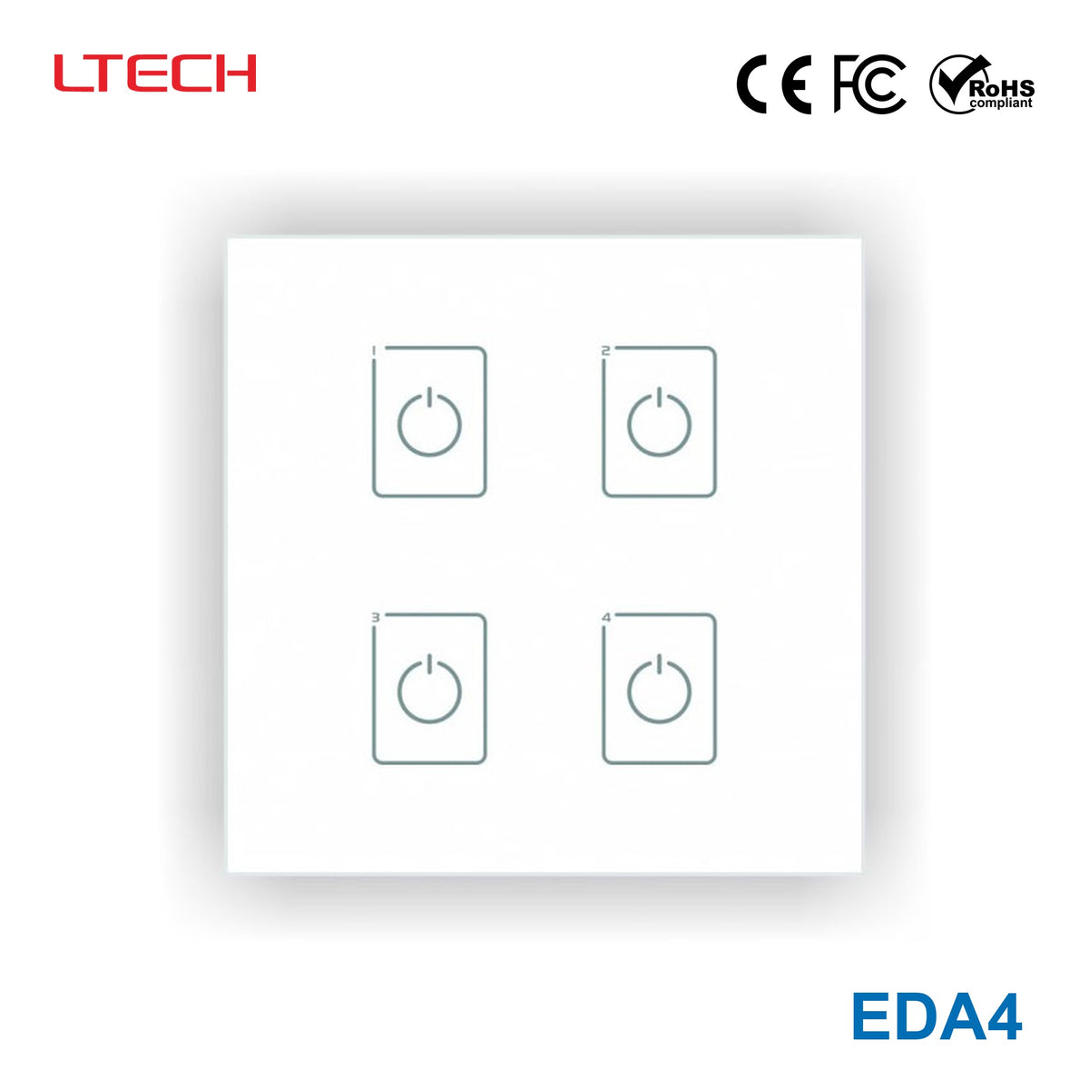 Ltech EDA4 4 Switch Touch Panel - DALI Master Dimmer