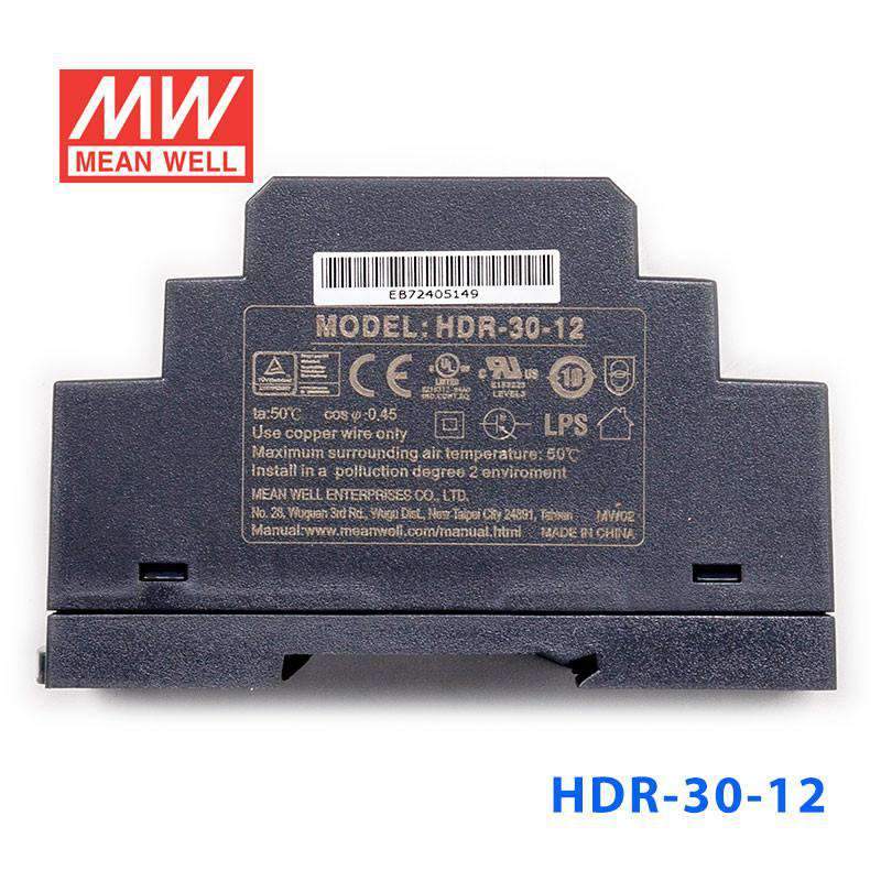 Mean Well HDR-30-12 Ultra Slim Step Shape Power Supply 30W 12V 2A - DIN Rail - PHOTO 2