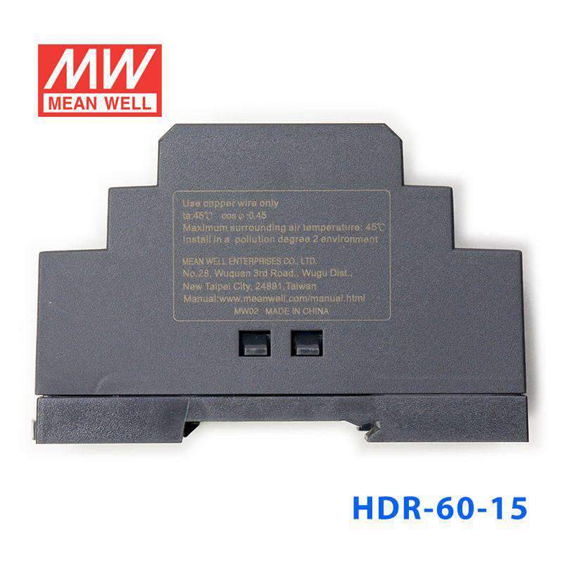 Mean Well HDR-60-15 Ultra Slim Step Shape Power Supply 60W 15V - DIN Rail - PHOTO 1
