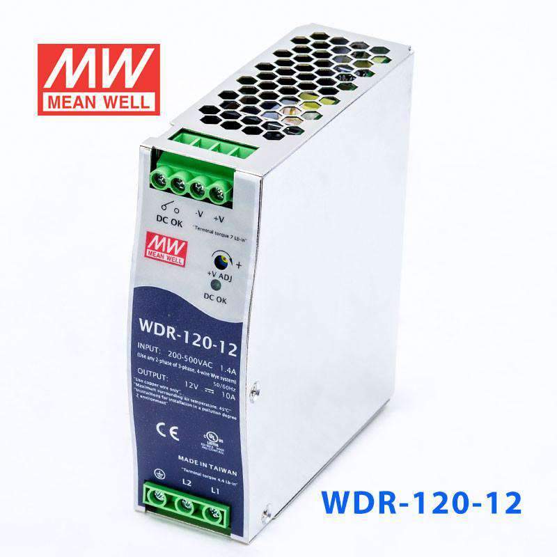 Mean Well WDR-120-12 Single Output Industrial Power Supply 120W 12V 10A - DIN Rail - PHOTO 1