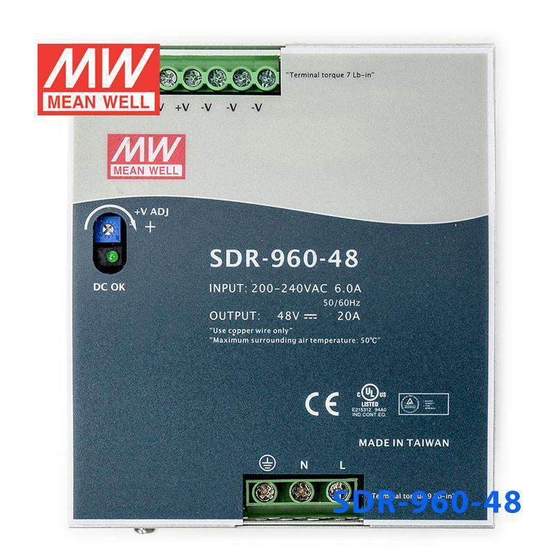 Mean Well SDR-960-48 Single Output Industrial Power Supply 960W 48V - DIN Rail - PHOTO 2