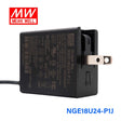 Mean Well NGE18U24-P1J AC-DC Wall-mounted Green Adaptor - US Plug - 18W 24V 0.75A