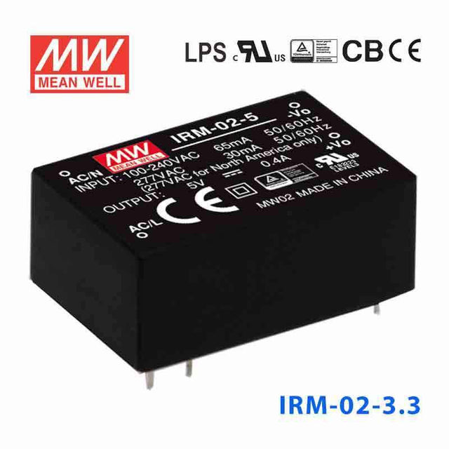 Mean Well IRM-02-3.3 Switching Power Supply 2W 3.3V 600mA - Encapsulated