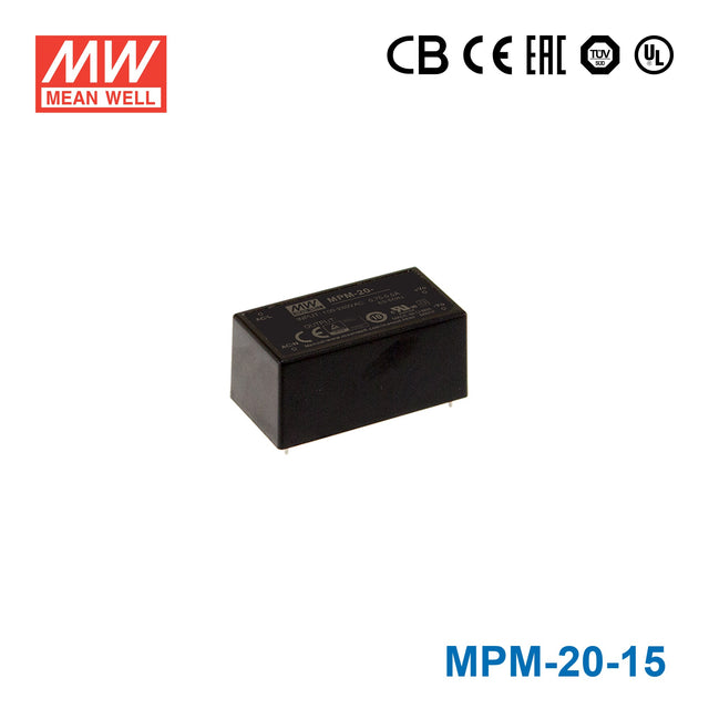 Mean Well MPM-20-15 Power Supply 20W 15V 1.4A