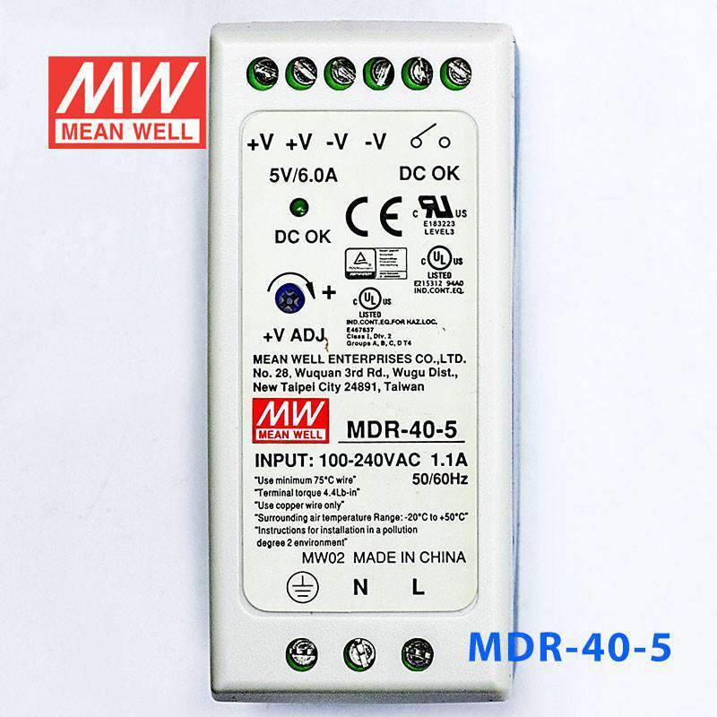 Mean Well MDR-40-5 Single Output Industrial Power Supply 40W 5V - DIN Rail - PHOTO 2