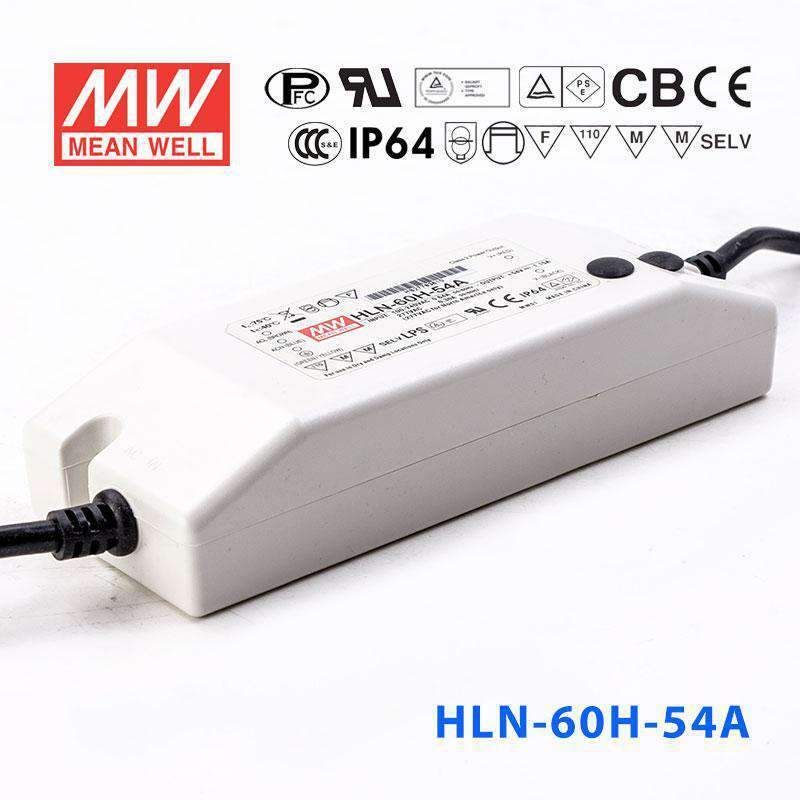 Mean Well HLN-60H-54A Power Supply 60W 54V - IP64, Adjustable