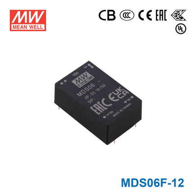 Mean Well MDS06F-12 Medical Grade DC/DC Converter 6W - 9-36V input, 12V output 500mA