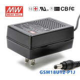 Mean Well GSM18U12-P1J Power Supply 18W 12V