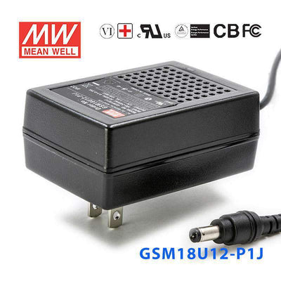 Mean Well GSM18U12-P1J Power Supply 18W 12V 1.5A