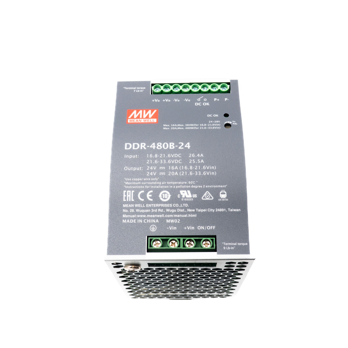 Mean Well DDR-480B-24 DC-DC Converter - 480W - 16.8~33.6V in 24V out 20A - PHOTO 1