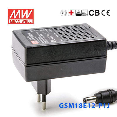 Mean Well GSM18E12-P1J Power Supply 18W 12V 1.5A