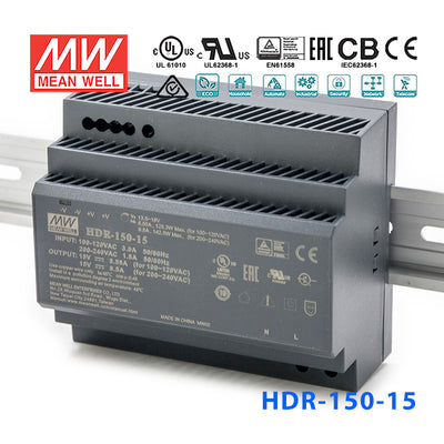 Mean Well HDR-150-15 Ultra Slim Step Shape Power Supply 150W 15V 8.55A - DIN Rail