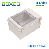 Boxco D - Series 13.78 x 9.84 x 7.48 Inches(350 x 250 x 190mm) All In One Dual Door Box Enclosure, IP67, IK08, ABS, Grey Cover - BC-ARD-253519 - powersupplymall.com