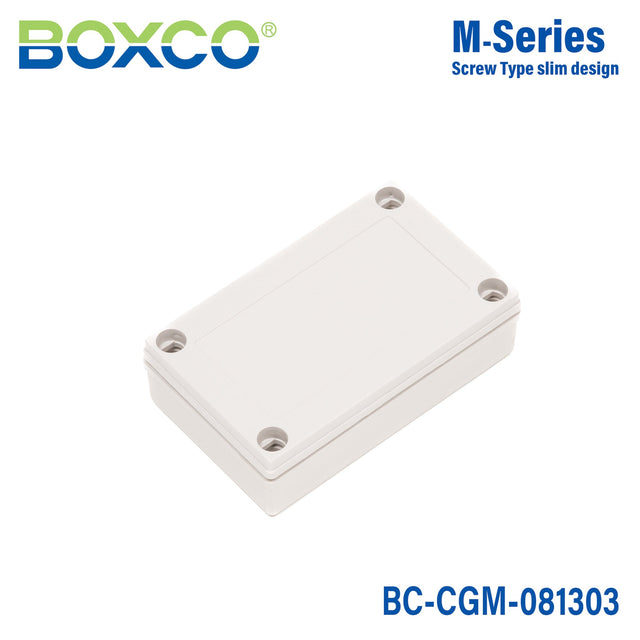 Boxco M - Series 3.15 x 5.12 x 1.38 Inches(80 x 130 x 35mm) Plastic Enclosure, IP67, IK08, PC, Grey Cover, Screw Type - BC-CGM-081303 - powersupplymall.com