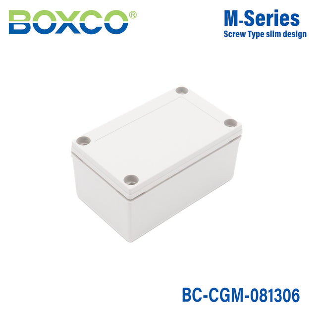 Boxco M - Series 3.15 x 5.12 x 2.36 Inches(80 x 130 x 60mm) Plastic Enclosure, IP67, IK08, PC, Grey Cover, Screw Type - BC-CGM-081306 - powersupplymall.com