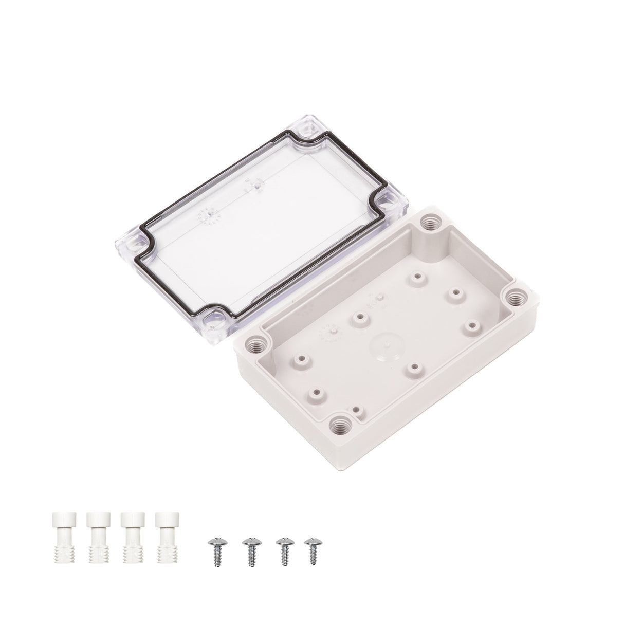 Boxco M - Series 3.15 x 5.12 x 3.35 Inches(80 x 130 x 85mm) Plastic Enclosure, IP67, IK08, ABS, Transparent Cover, Screw Type - BC-ATM-081308 - powersupplymall.com