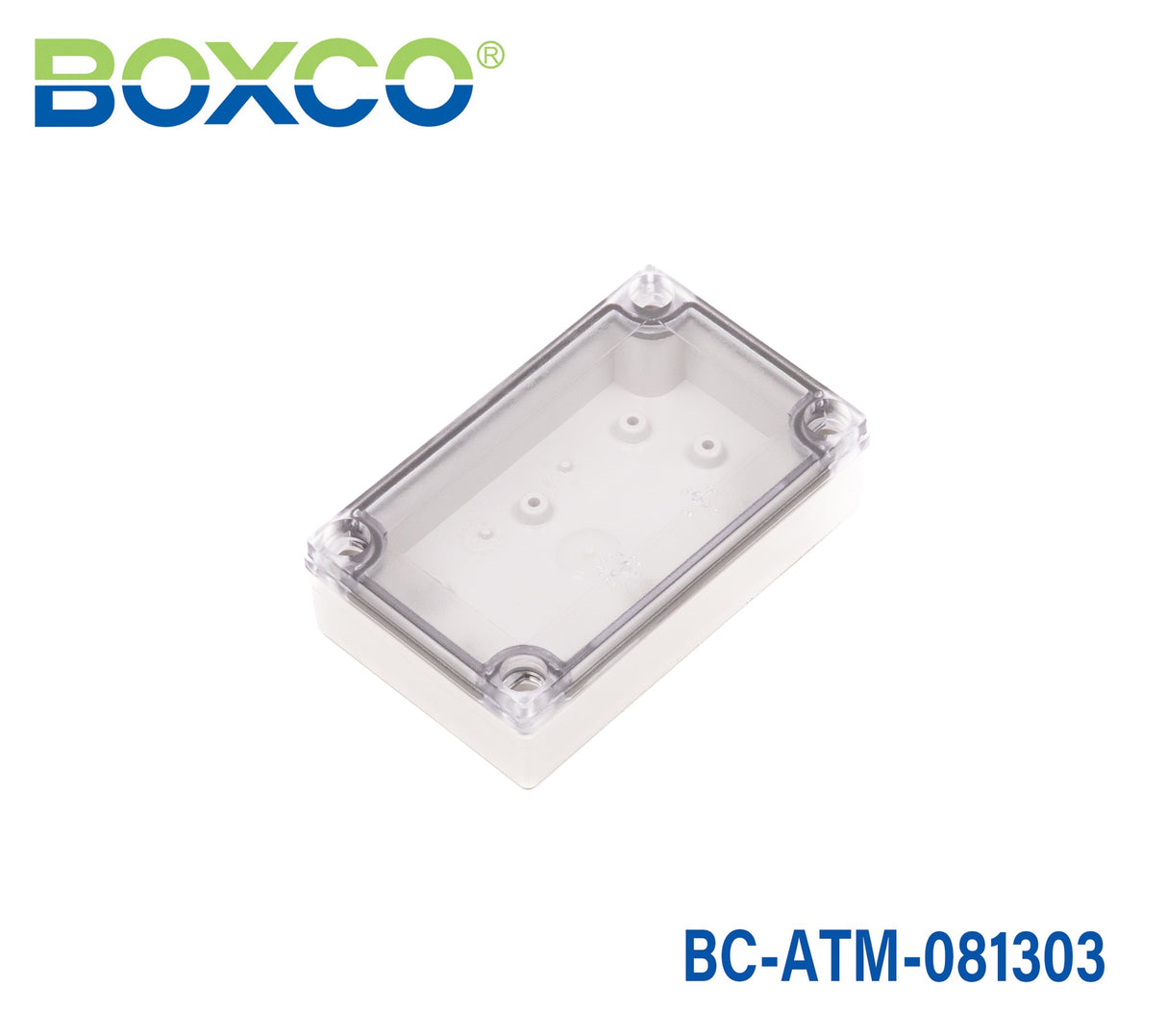 Boxco M - Series 3.15 x 5.12 x 3.35 Inches(80 x 130 x 85mm) Plastic Enclosure, IP67, IK08, ABS, Transparent Cover, Screw Type - BC-ATM-081308 - powersupplymall.com