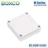 Boxco M - Series 5.12 x 5.12 x 1.38 Inches(130 x 130 x 35mm) Plastic Enclosure, IP67, IK08, ABS, Grey Cover, Screw Type - BC-AGM-131303 - powersupplymall.com