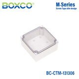 Boxco M - Series 5.12 x 5.12 x 2.36 Inches(130 x 130 x 60mm) Plastic Enclosure, IP67, IK08, PC, Transparent Cover, Screw Type - BC-CTM-131306 - powersupplymall.com