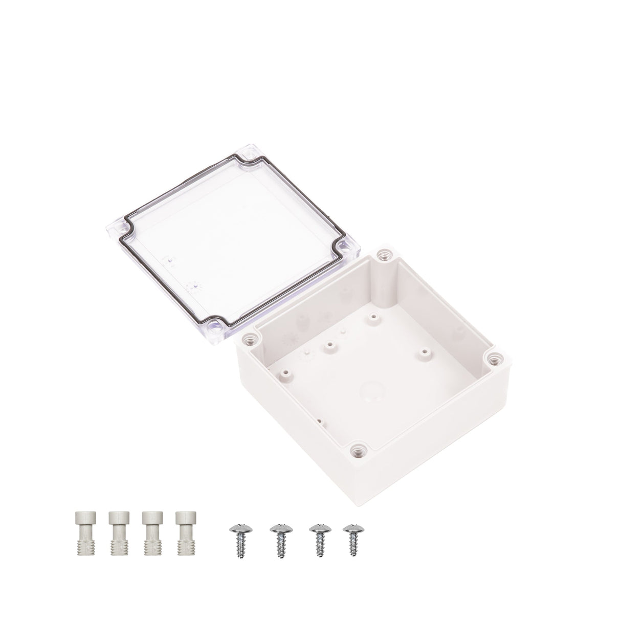 Boxco M - Series 5.12 x 5.12 x 2.36 Inches(130 x 130 x 60mm) Plastic Enclosure, IP67, IK08, PC, Transparent Cover, Screw Type - BC-CTM-131306 - powersupplymall.com