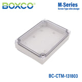 Boxco M - Series 5.12 x 7.09 x 1.38 Inches(130 x 180 x 35mm) Plastic Enclosure, IP67, IK08, PC, Transparent Cover, Screw Type - BC-CTM-131803 - powersupplymall.com