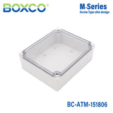 Boxco M - Series 5.91 x 7.09 x 2.36 Inches(150 x 180 x 60mm) Plastic Enclosure, IP67, IK08, ABS, Transparent Cover, Screw Type - BC - ATM - 151806 - powersupplymall.com