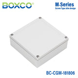 Boxco M - Series 7.09 x 7.09 x 2.36 Inches(180 x 180 x 60mm) Plastic Enclosure, IP67, IK08, PC, Grey Cover, Screw Type - BC-CGM-181806 - powersupplymall.com