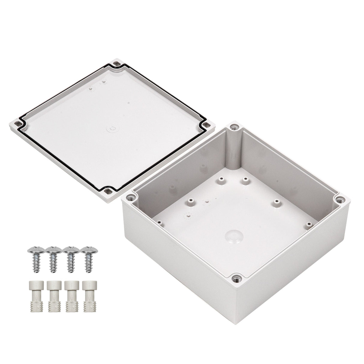 Boxco M - Series 7.09 x 7.09 x 2.95 Inches(180 x 180 x 75mm) Plastic Enclosure, IP67, IK08, PC, Grey Cover, Screw Type - BC-CGM-181807 - powersupplymall.com