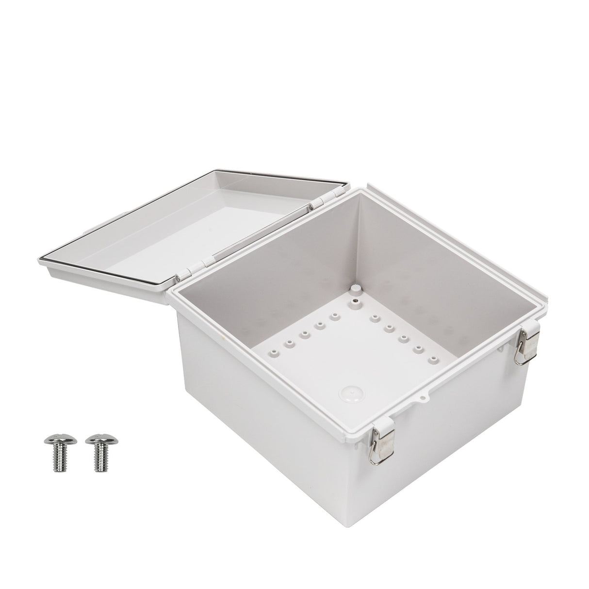 Boxco P - Series 11.81 x 11.81 x 7.09 Inches(300 x 300 x 180mm) Plastic Enclosure, IP67, IK08, ABS, Grey Cover, Molded Hinge and Latch Type - BC-AGP-303018 - powersupplymall.com