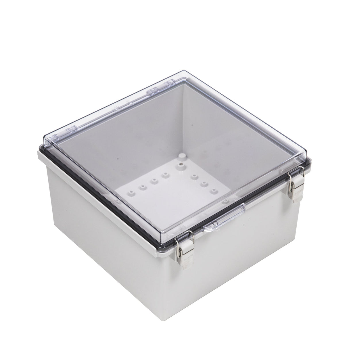 Boxco P - Series 11.81 x 11.81 x 7.09 Inches(300 x 300 x 180mm) Plastic Enclosure, IP67, IK08, ABS, Transparent Cover, Molded Hinge and Latch Type - BC-ATP-303018 - powersupplymall.com
