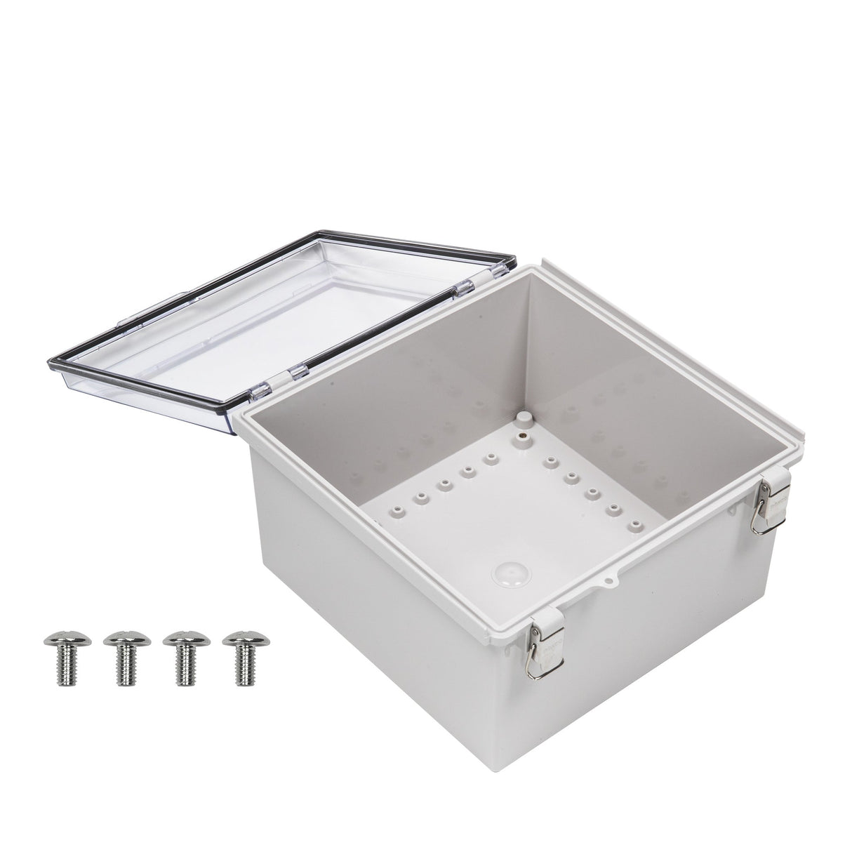 Boxco P - Series 11.81 x 11.81 x 7.09 Inches(300 x 300 x 180mm) Plastic Enclosure, IP67, IK08, PC, Transparent Cover, Molded Hinge and Latch Type - BC-CTP-303018 - powersupplymall.com