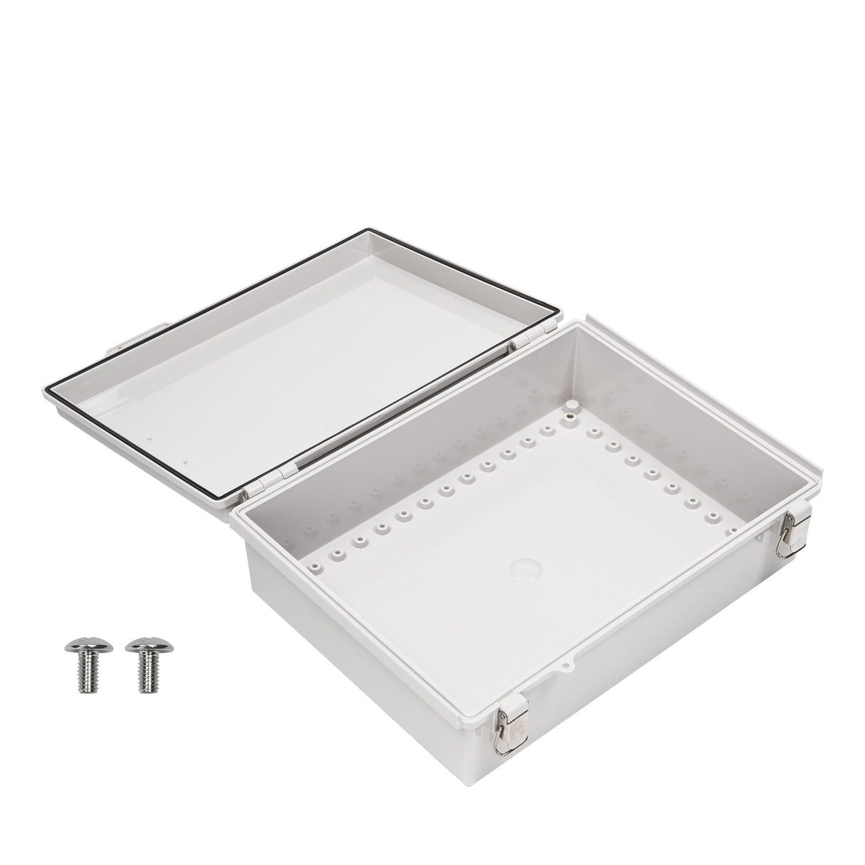 Boxco P - Series 11.81 x 15.75 x 4.72 Inches(300 x 400 x 120mm) Plastic Enclosure, IP67, IK08, ABS, Grey Cover, Molded Hinge and Latch Type - BC-AGP-304012 - powersupplymall.com