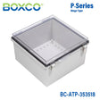 Boxco P - Series 13.78 x 13.78 x 7.09 Inches(350 x 350 x 180mm) Plastic Enclosure, IP67, IK08, ABS, Transparent Cover, Molded Hinge and Latch Type - BC-ATP-353518 - powersupplymall.com