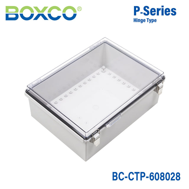 Boxco P - Series 24.80 x 32.68 x 11.22 Inches(630 x 830 x 285mm) Plastic Enclosure, IP67, IK08, PC, Transparent Cover, Molded Hinge and Latch Type - BC-CTP-608028 - powersupplymall.com