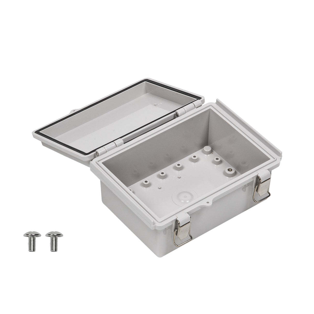Boxco P - Series 5.31 x 7.28 x 3.35 Inches(135 x 185 x 85mm) Plastic Enclosure, IP67, IK08, PC, Grey Cover, Molded Hinge and Latch Type - BC-CGP-131808 - powersupplymall.com