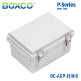 Boxco P - Series 5.31 x 7.28 x 3.94 Inches(135 x 185 x 100mm) Plastic Enclosure, IP67, IK08, ABS, Grey Cover, Molded Hinge and Latch Type - BC-AGP-131810 - powersupplymall.com