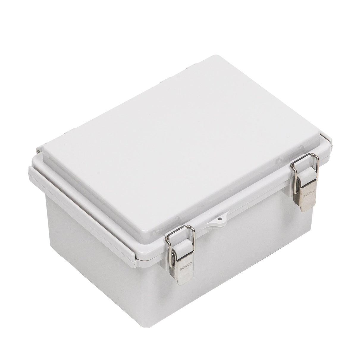 Boxco P - Series 5.31 x 7.28 x 3.94 Inches(135 x 185 x 100mm) Plastic Enclosure, IP67, IK08, ABS, Grey Cover, Molded Hinge and Latch Type - BC-AGP-131810 - powersupplymall.com