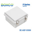 Boxco P - Series 5.91 x 5.91 x 3.54 Inches(150 x 150 x 90mm) Plastic Enclosure, IP67, IK08, ABS, Grey Cover, Molded Hinge and Latch Type - BC-AGP-151509 - powersupplymall.com