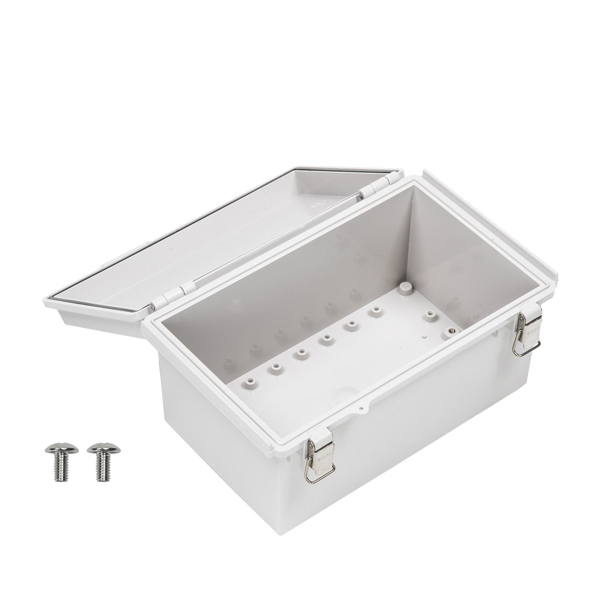 Boxco P - Series 6.30 x 10.24 x 3.94 Inches(160 x 260 x 100mm) Plastic Enclosure, IP67, IK08, PC, Grey Cover, Molded Hinge and Latch Type - BC-CGP-162610 - powersupplymall.com