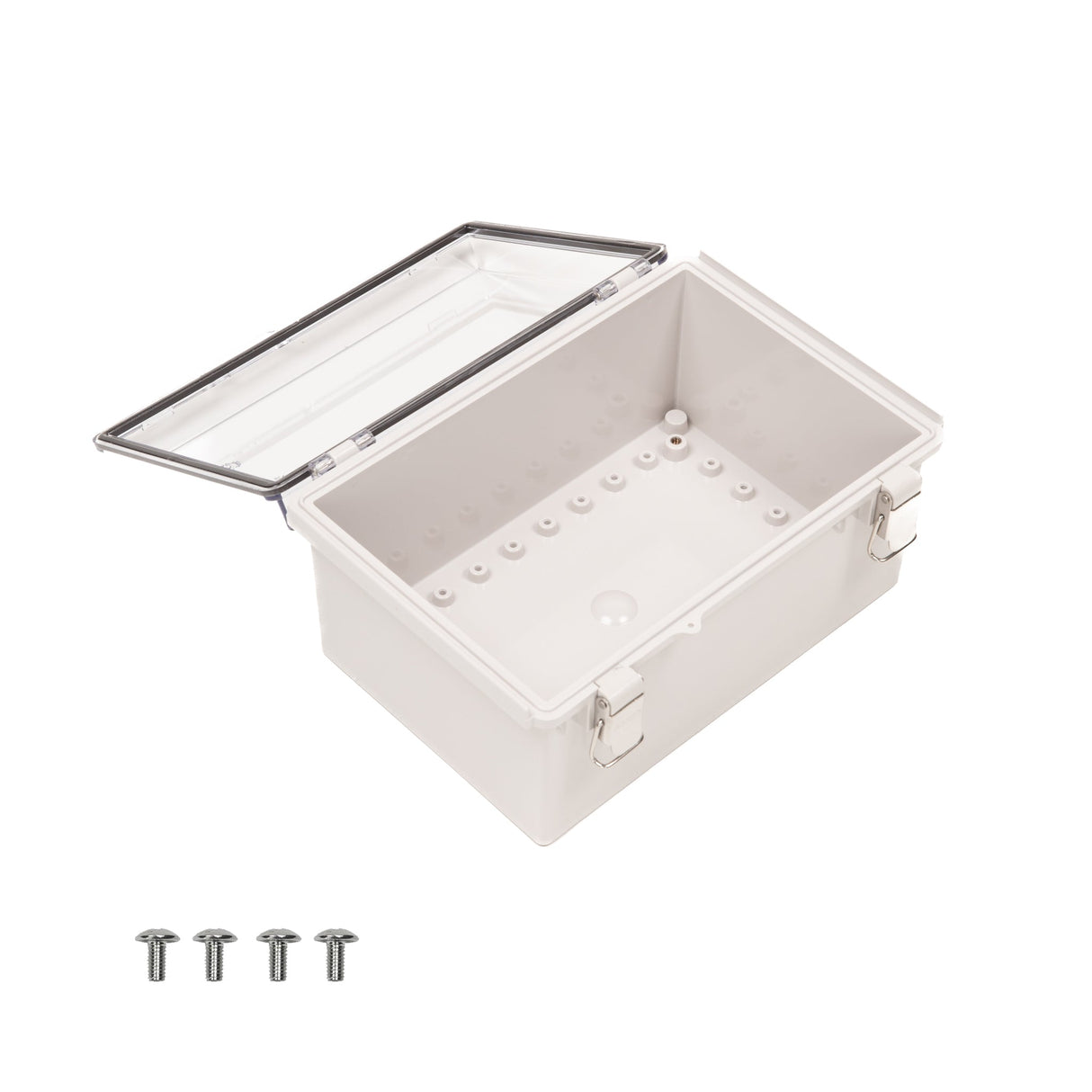 Boxco P - Series 7.48 x 11.02 x 5.51 Inches(190 x 280 x 140mm) Plastic Enclosure, IP67, IK08, ABS, Transparent Cover, Molded Hinge and Latch Type - BC - ATP - 192814 - powersupplymall.com