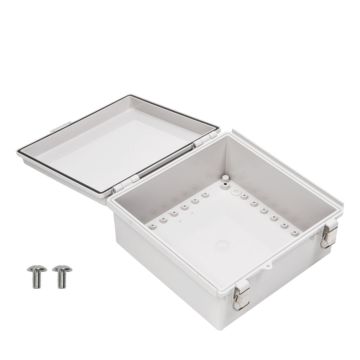 Boxco P - Series 8.27 x 8.27 x 3.94 Inches(210 x 210 x 100mm) Plastic Enclosure, IP67, IK08, PC, Grey Cover, Molded Hinge and Latch Type - BC-CGP-212110 - powersupplymall.com